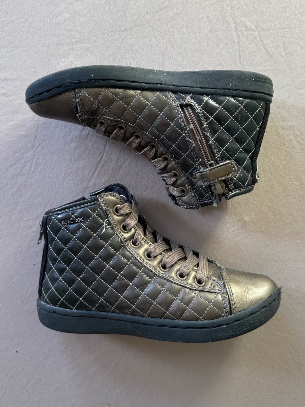 Girls Geox Kalispera Quilted High-Top Sneakers.